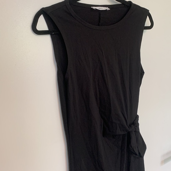 MANGO Black Cotton Solid Midi Sheath Dress With Tie-Up Detail - Picture 5 of 6